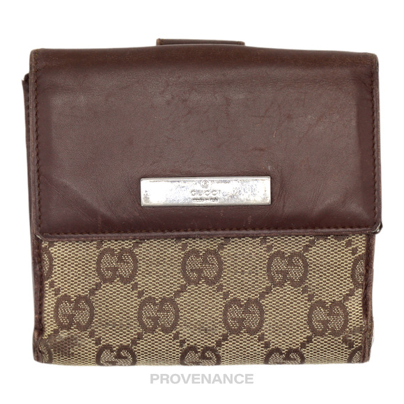 🔴 Gucci Trifold Wallet - GG Canvas Brown - Picture 1 of 11